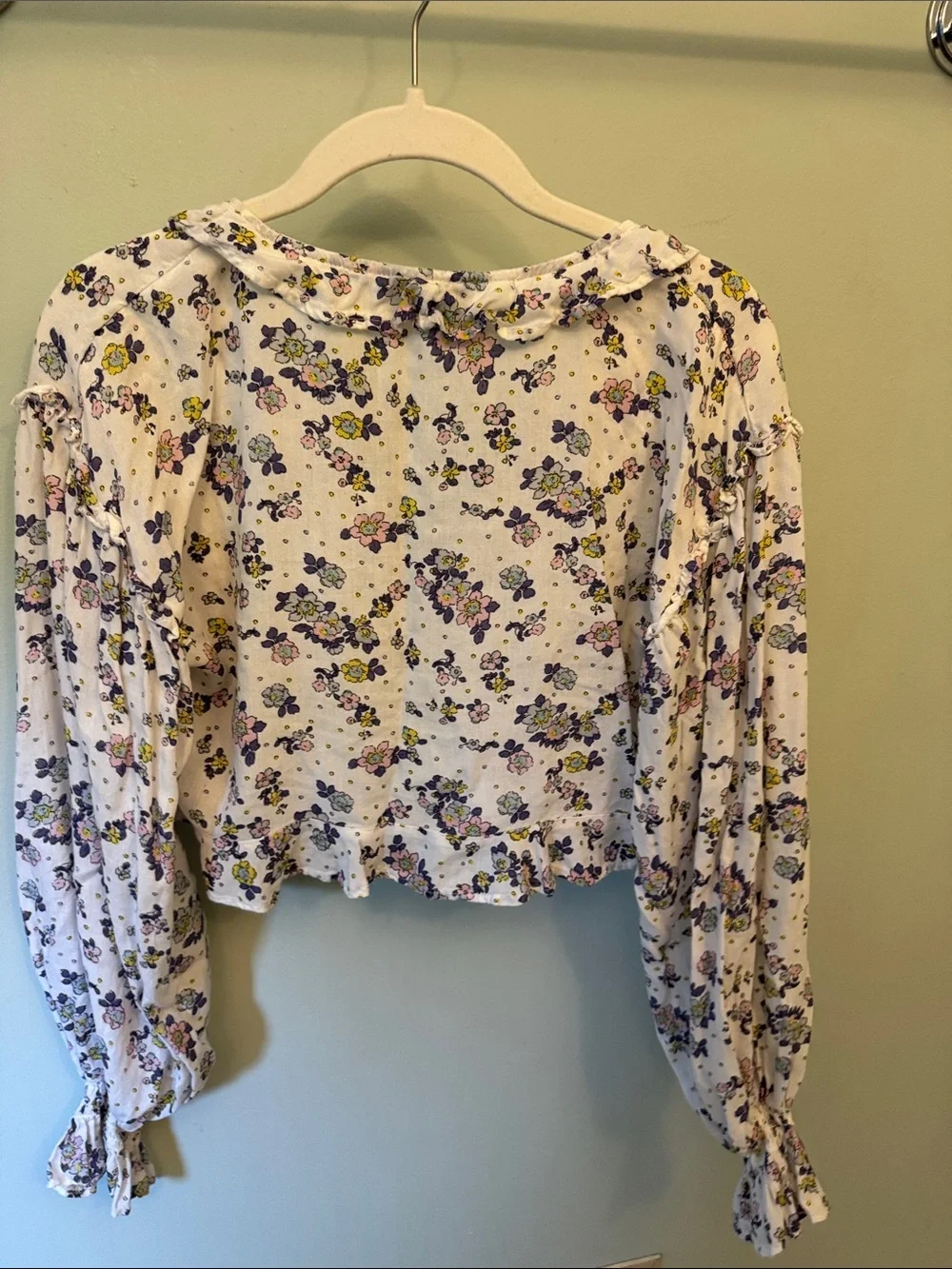 Free People Pastel Floral Ruffle Crop Top